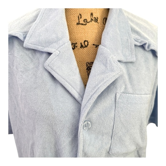 NWT BAR III Soft Terry Cloth Blue Short Sleeve Camp Shirt - Size 2X - Picture 8 of 13